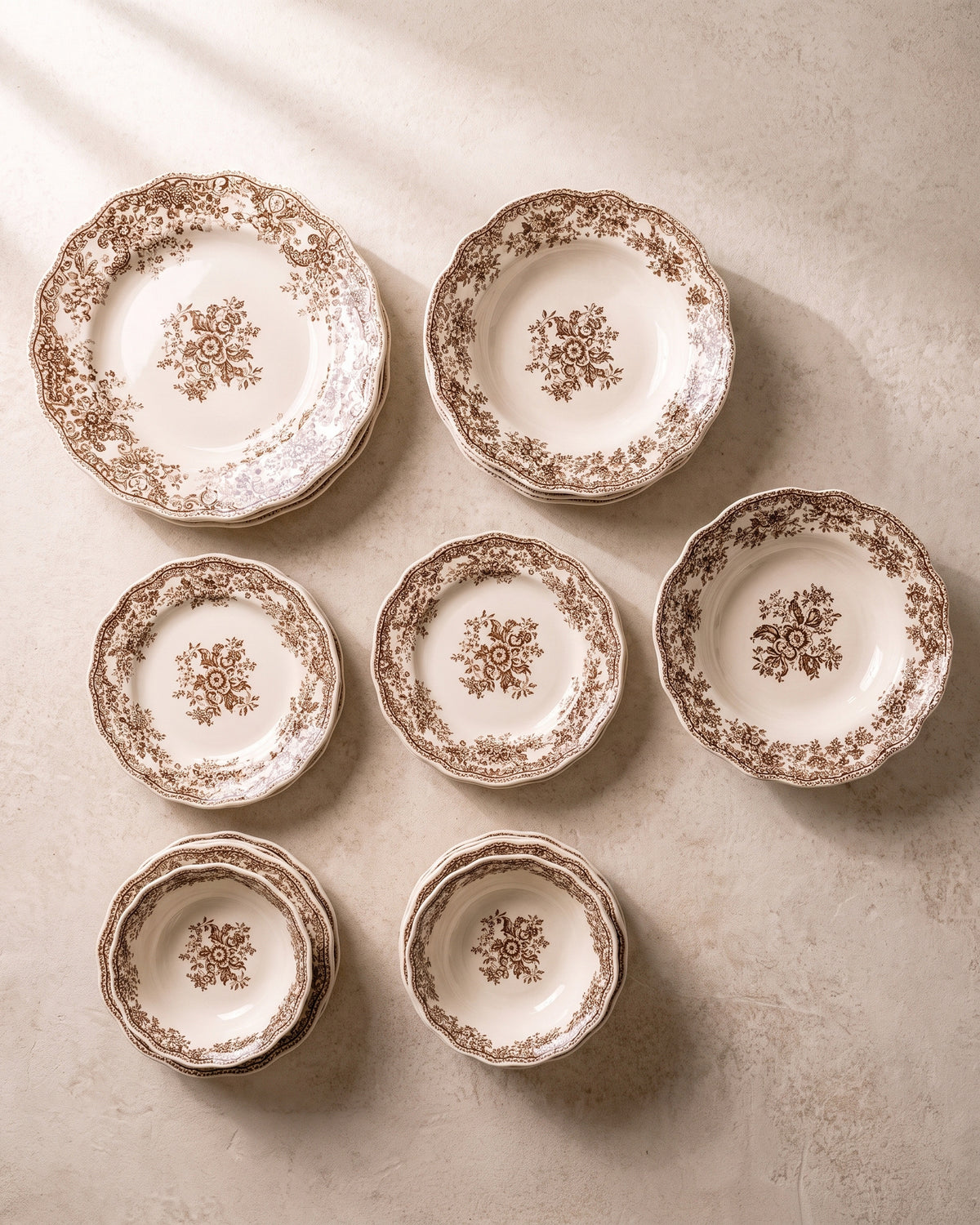 Vintage - Geschirrset - 25-teilig - Taupe