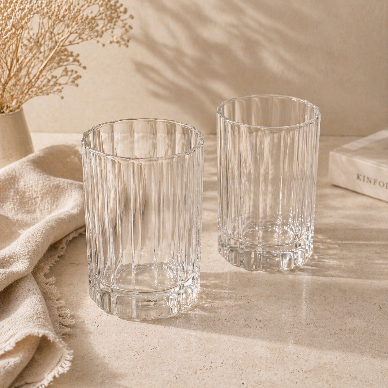 Luno drinkglas in bloemen design | 2 stuks | 300 ml