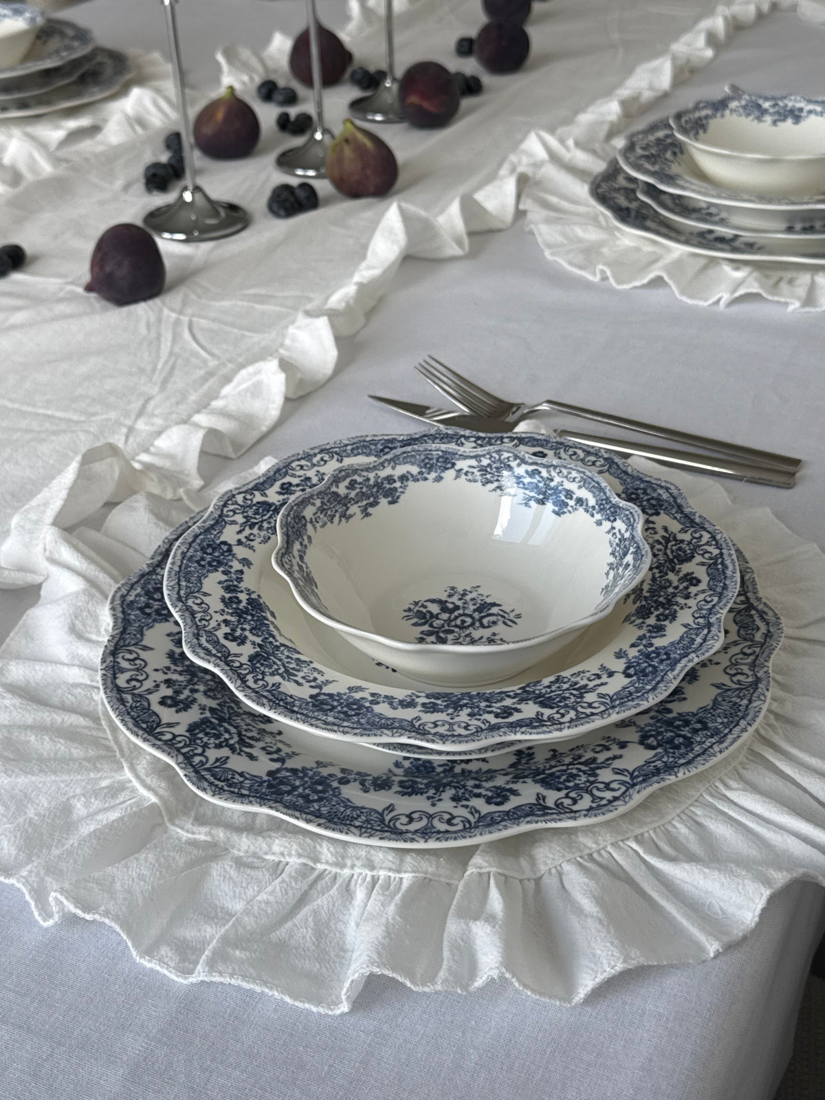 Vintage - Geschirrset - 25-teilig - Blau