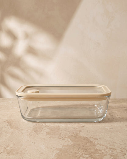 Frischhaltedose rechteckig | 1170 ml | Beige-transparent