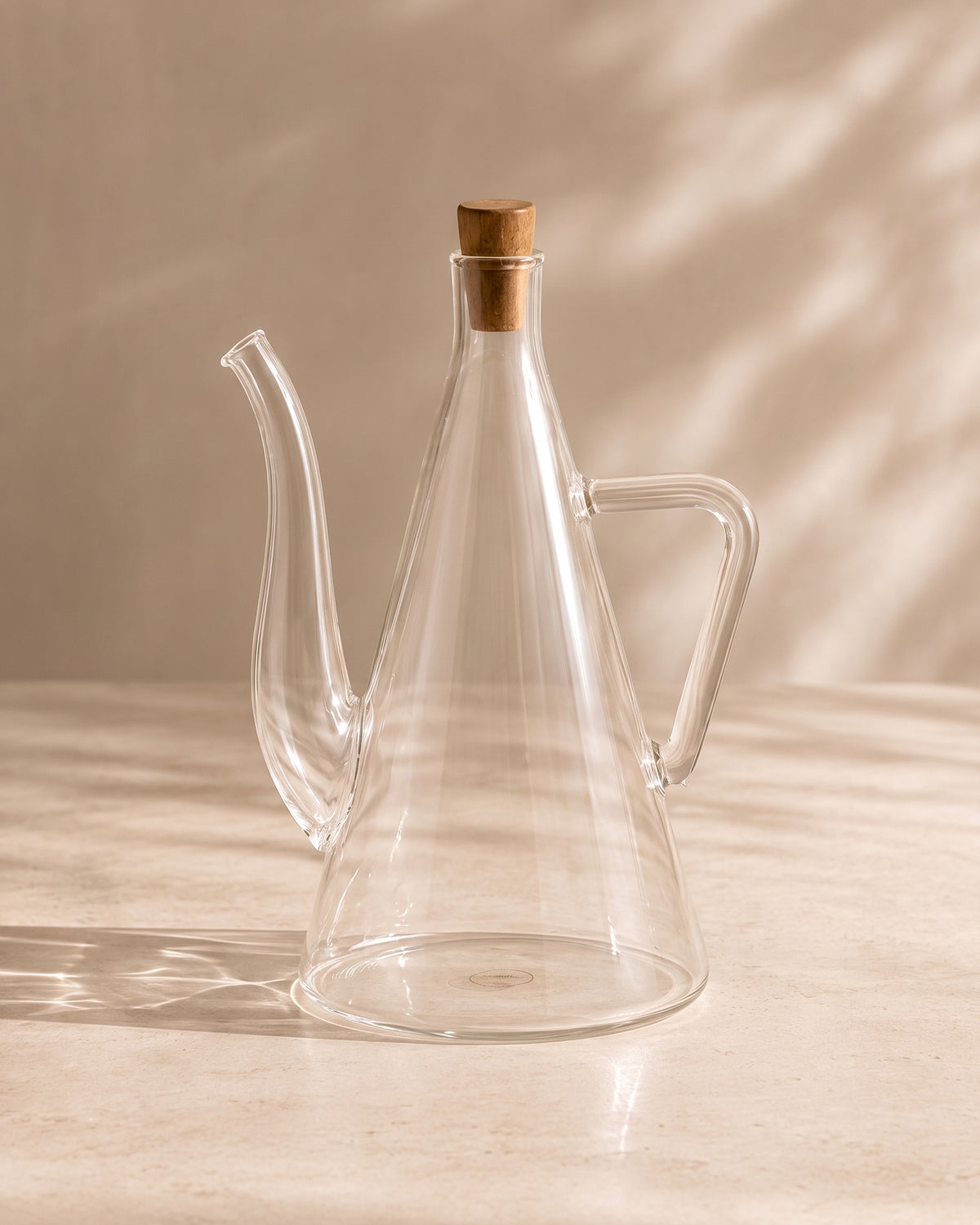 Soledo Ölflasche aus Borosilikatglas mit Akaziendeckel | 585 ml