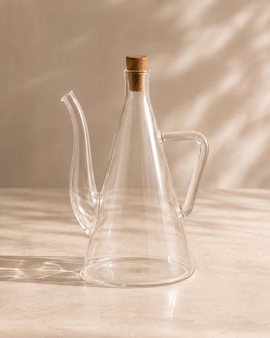 Soledo Ölflasche aus Borosilikatglas mit Akaziendeckel | 585 ml