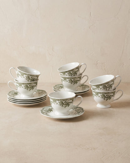 Vintage Kaffeeservice Grün 12-teilig