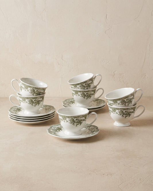 Vintage Kaffeeservice Grün 12-teilig
