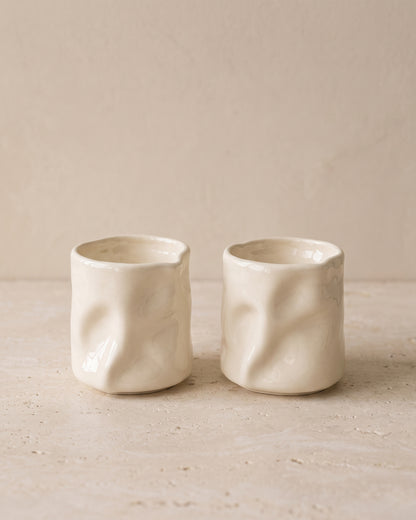 Diamond Wave Keramikbecher 2 Stück | Creme