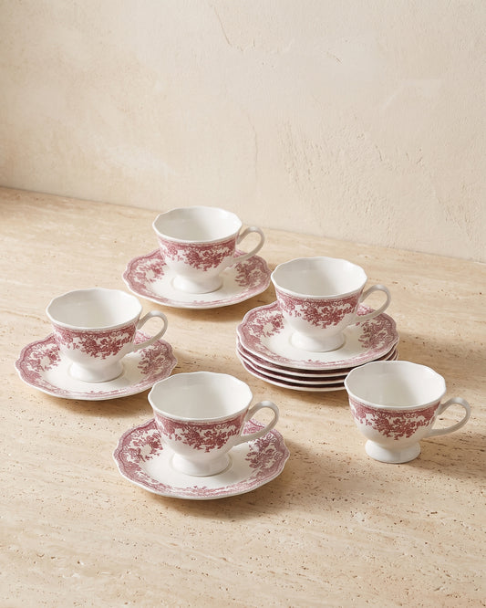 Vintage Kaffeeservice Rot 12-teilig