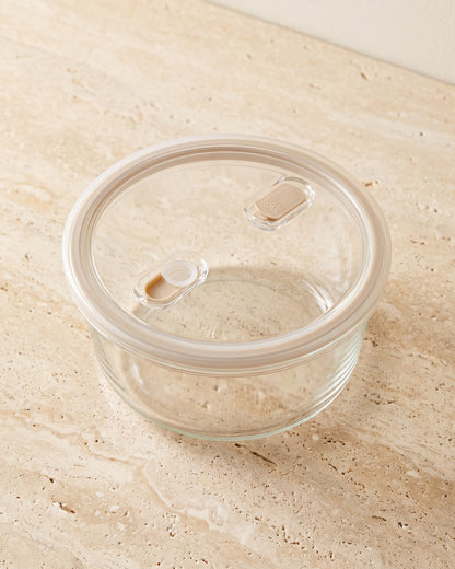Frischhaltedose rund | 1650ml | Beige-transparent