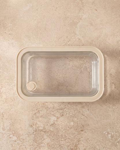 Frischhaltedose rechteckig | 1940ml | Beige-transparent