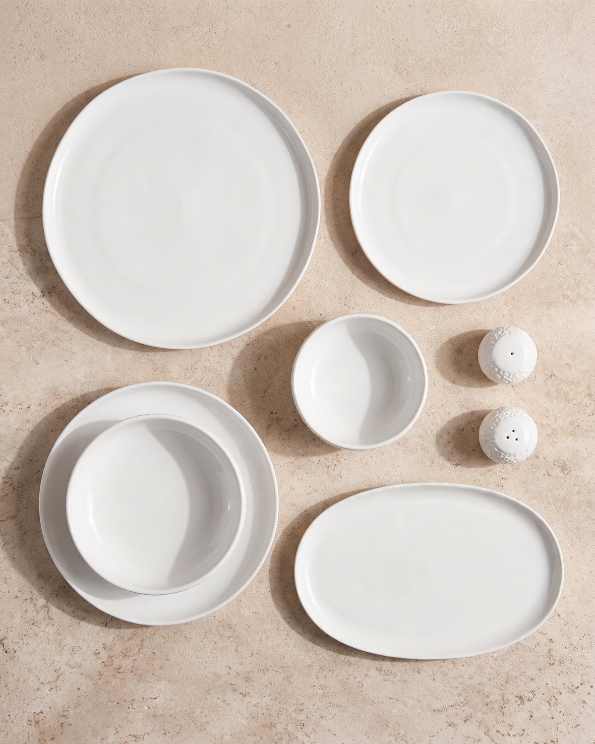 Barles Stone Essgruppe | weiß-taupe | 6 Personen