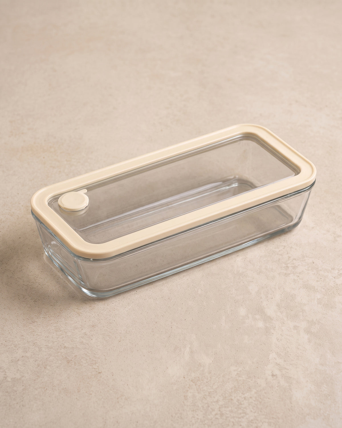 Frischhaltedose Flach Lang | 2600ml | Beige-transparent