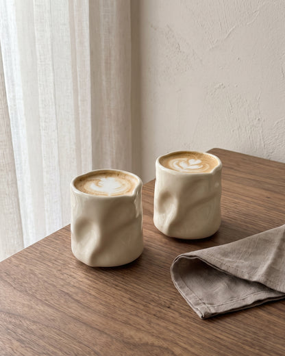 Diamond Wave Keramikbecher 2 Stück | Creme