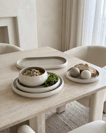 Chubby Yemek Takımı Beyaz/Gri Bej - 27 Parça - Porselen