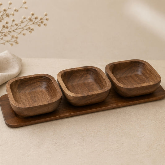 Elore Acacia Snackset Vierkant 3 - Delig