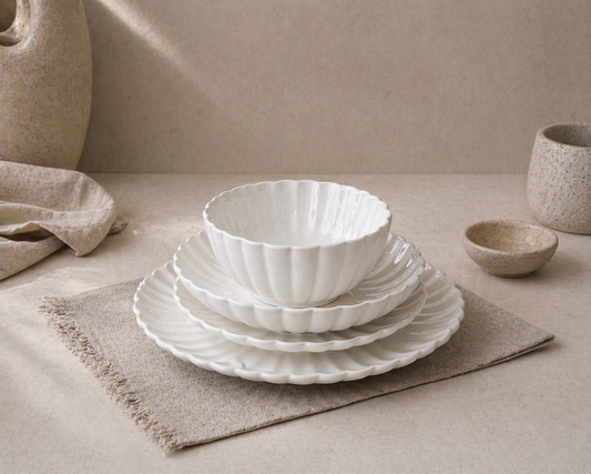 Daisy lotus Geschirrset | 24-teilig | weiß