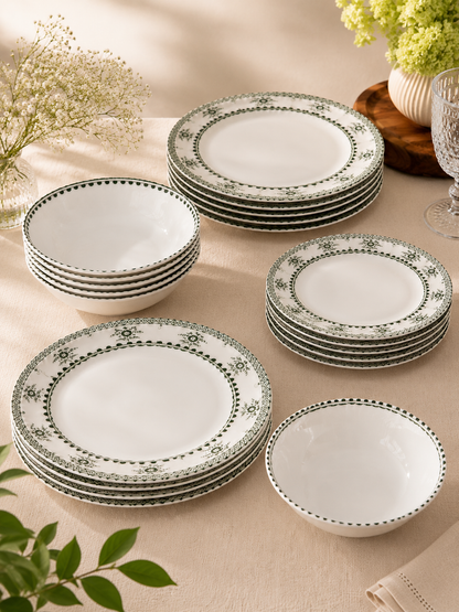 Tulp dinerset | groen wit | 6 persoons