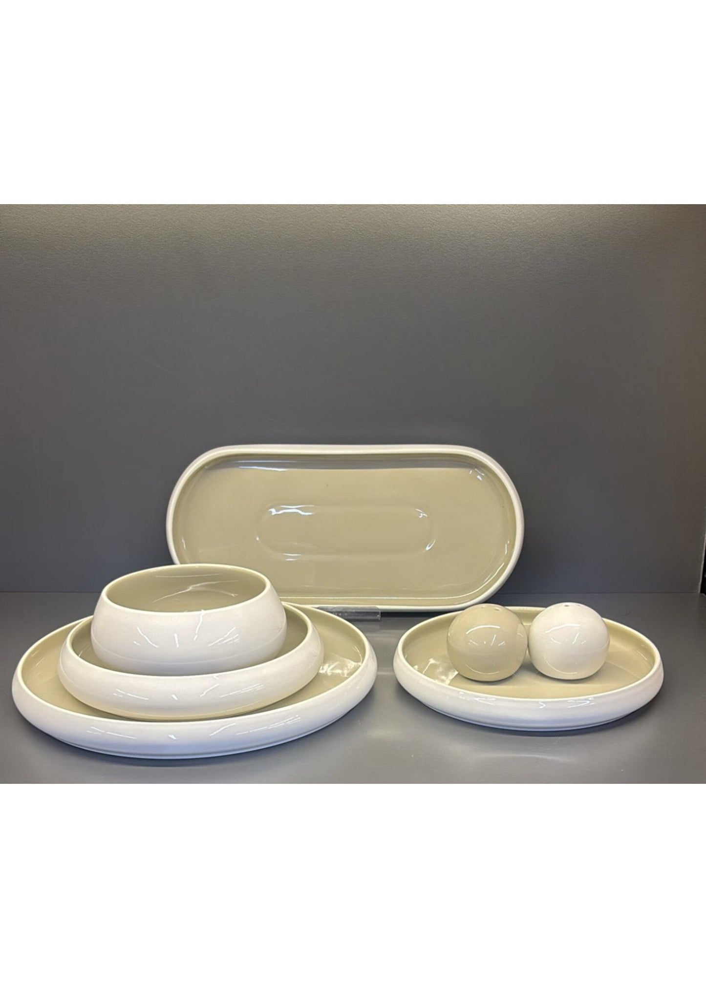 Chubby Serviesset Wit/Taupe - 27 delig - porselein