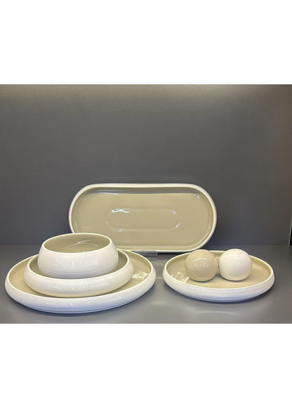 Chubby Serviesset Wit/Taupe - 27 delig - porselein