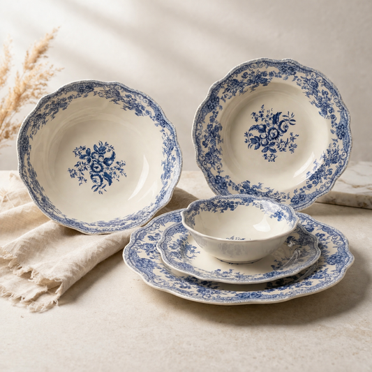 Vintage - Serviesset - 25 Delig - Blauw
