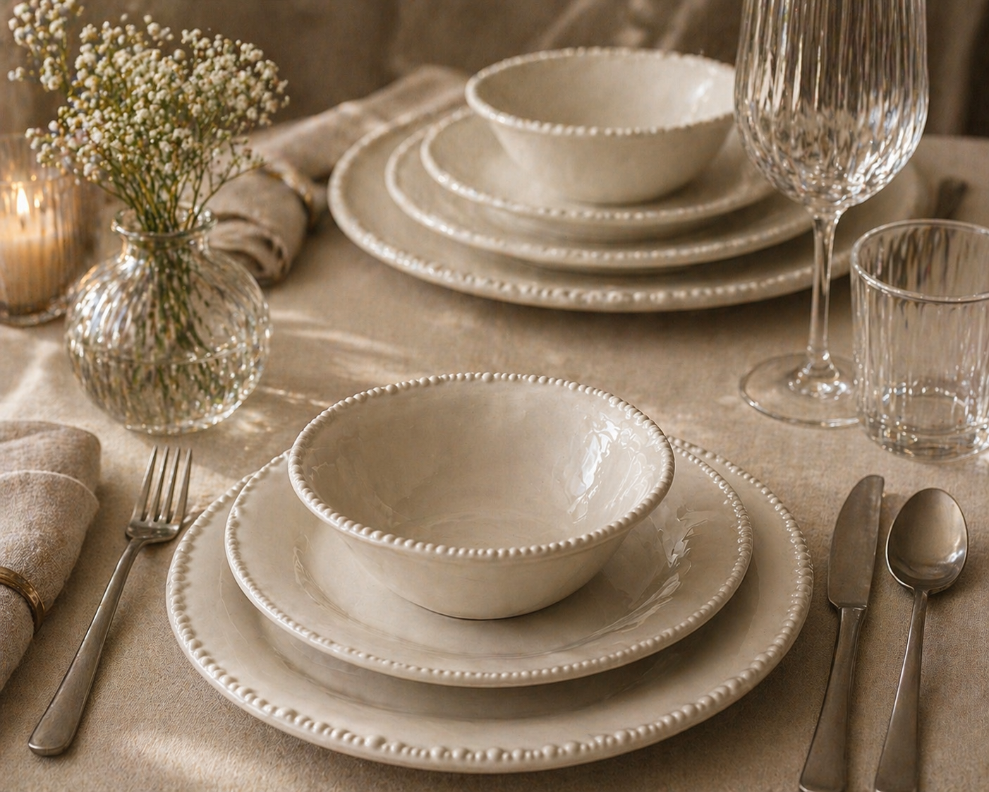 Pearls serviesset 24-delig voor 6 personen – beige