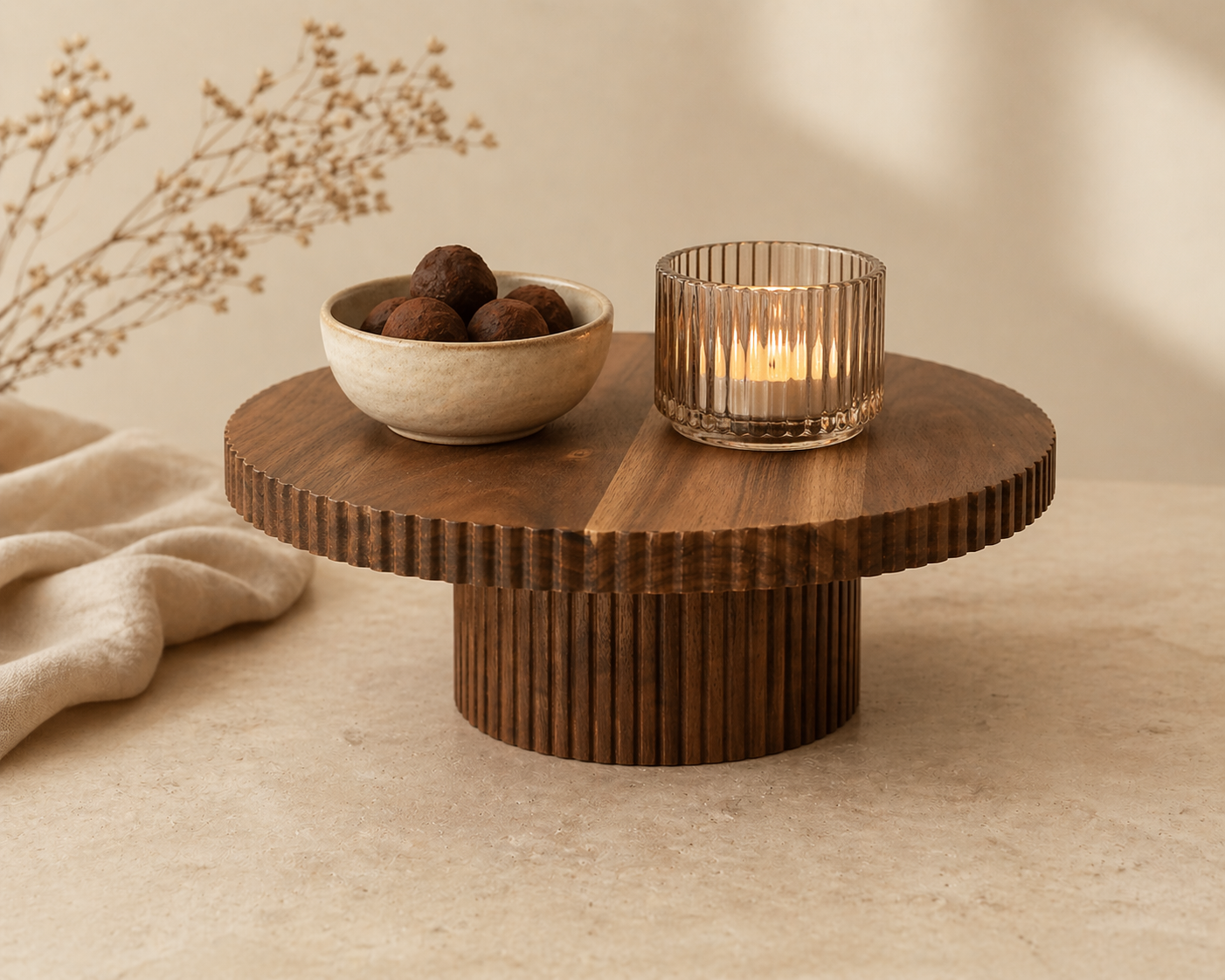 Elora Acacia Serveerplateau  Houten Display Stand 30 cm