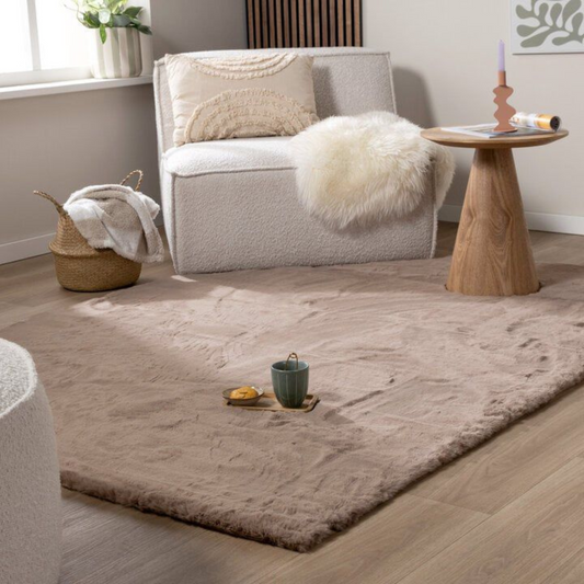 Fluffy vloerkleed Taupe