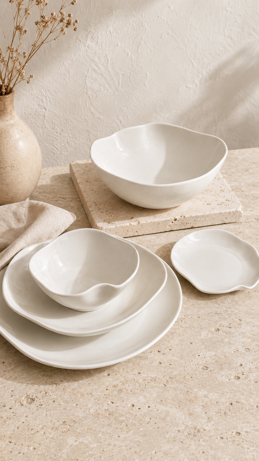 Bio-Essgeschirr-Set | weiß | 6 Personen